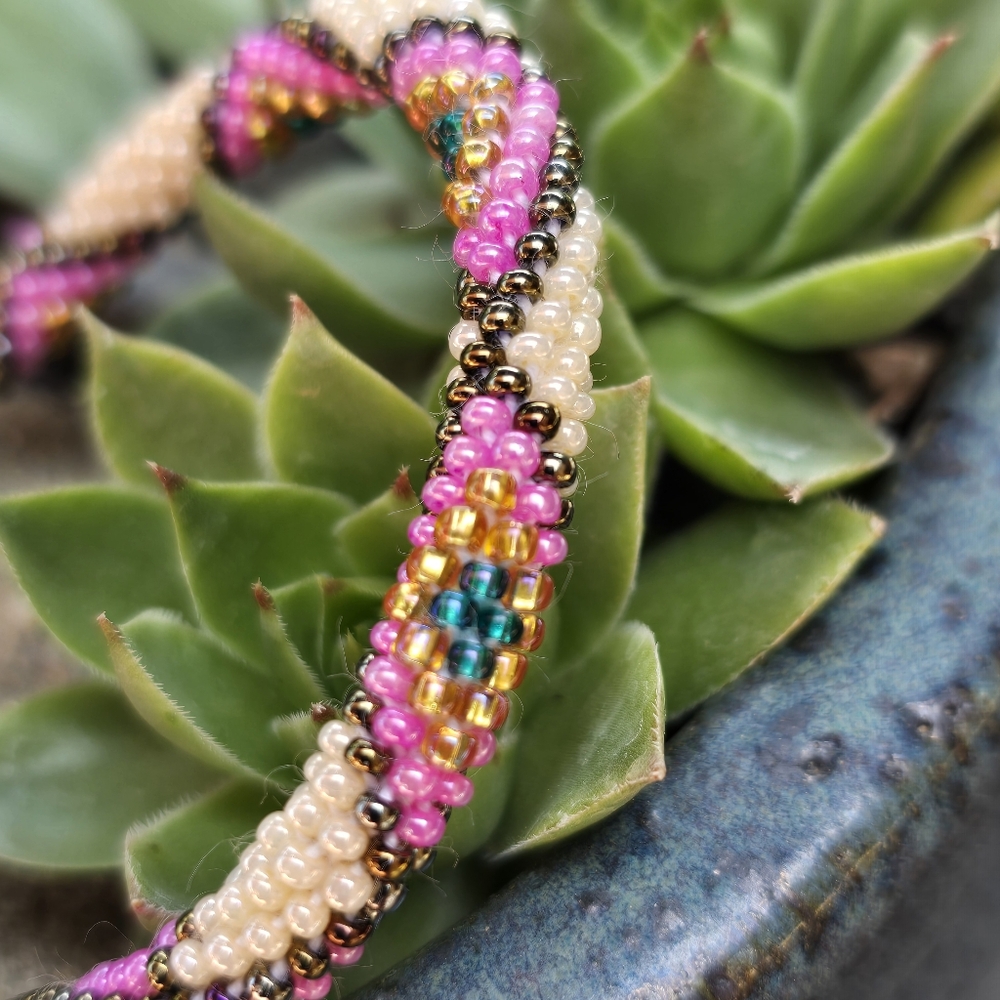 $6 with Bundle Glass Bead Bracelet Roll-on Crocheted Bohemian Hippie - Picture 2 of 5